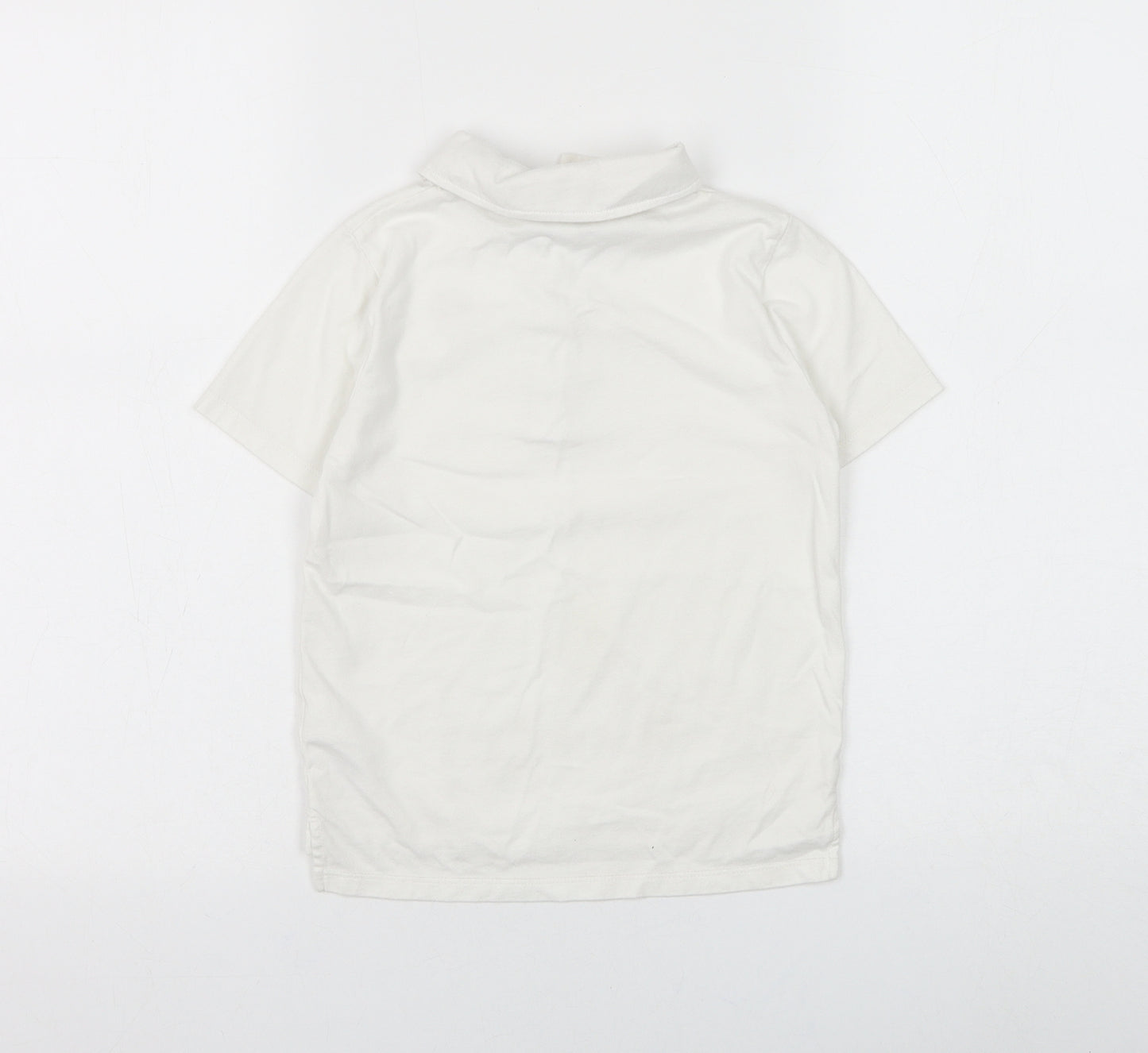 The White Company Boys White Cotton Basic Polo Size 5-6 Years Collared Button - Bus