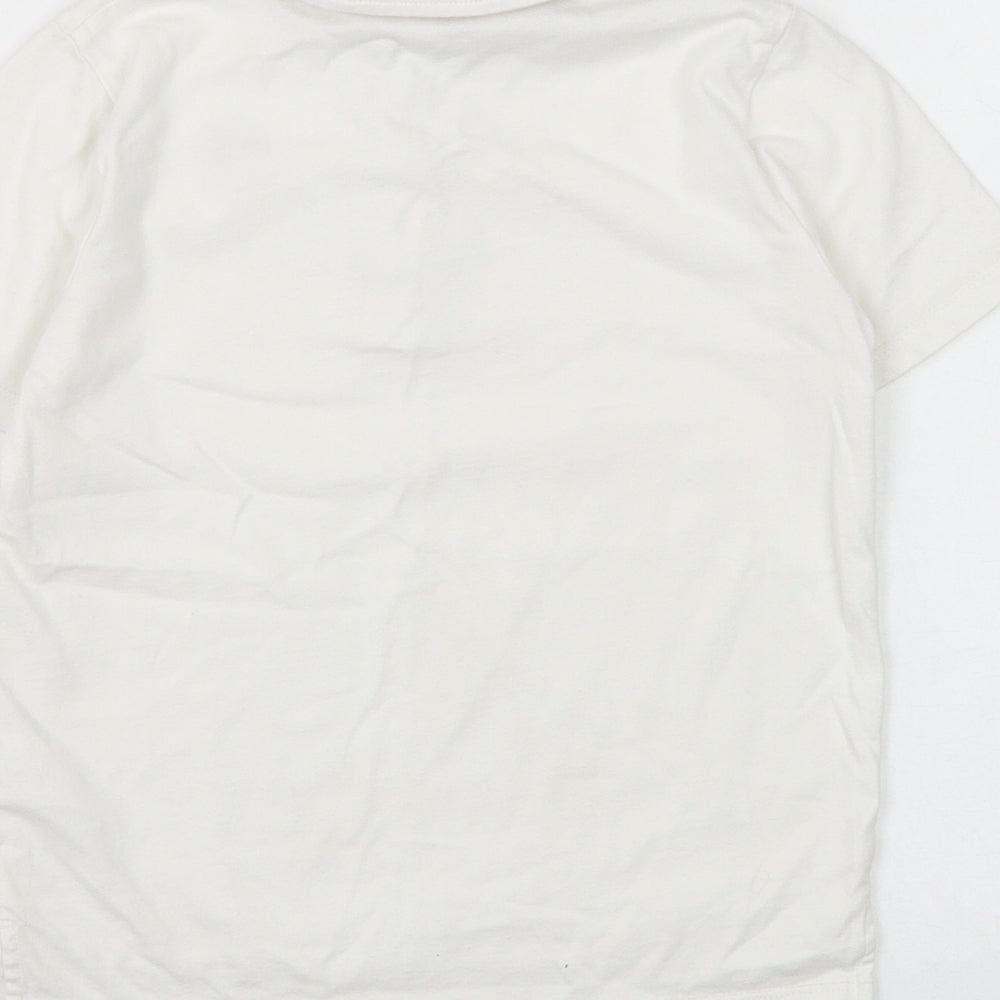 The White Company Boys White Cotton Basic Polo Size 5-6 Years Collared Button - Bus
