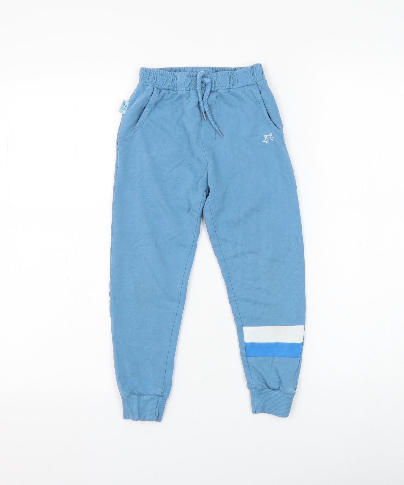 Luca & Rosa Boys Blue Cotton Jogger Trousers Size 5-6 Years Regular Drawstring - Duck
