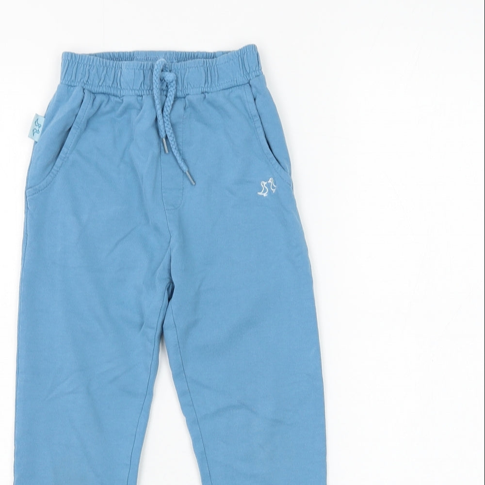 Luca & Rosa Boys Blue Cotton Jogger Trousers Size 5-6 Years Regular Drawstring - Duck