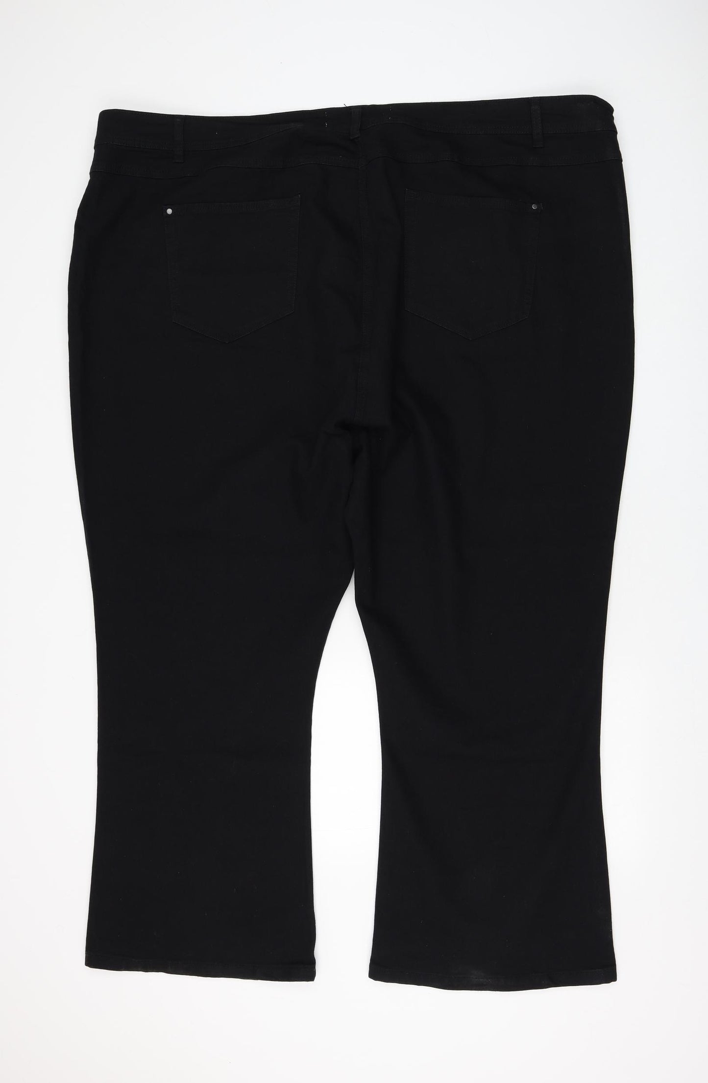 Yours Womens Black Cotton Bootcut Jeans Size 32 L28 in Regular Zip
