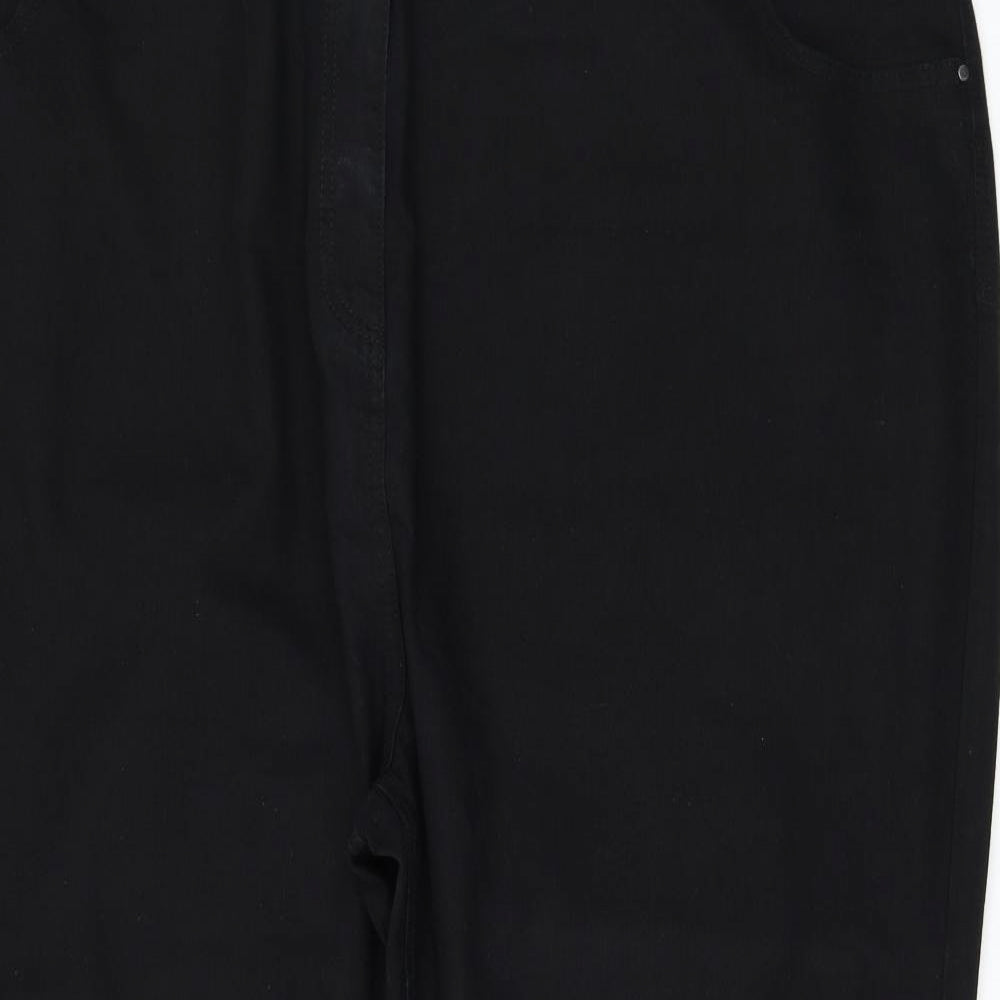 Yours Womens Black Cotton Bootcut Jeans Size 32 L28 in Regular Zip