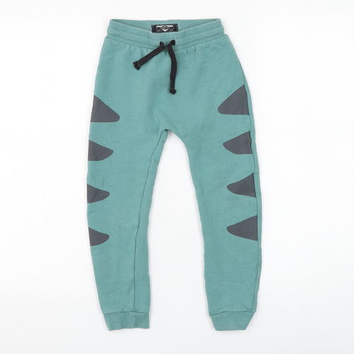 NEXT Boys Blue Geometric Cotton Jogger Trousers Size 5-6 Years Regular Drawstring