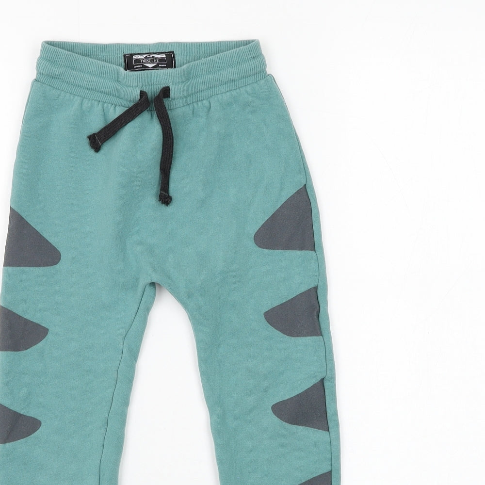 NEXT Boys Blue Geometric Cotton Jogger Trousers Size 5-6 Years Regular Drawstring