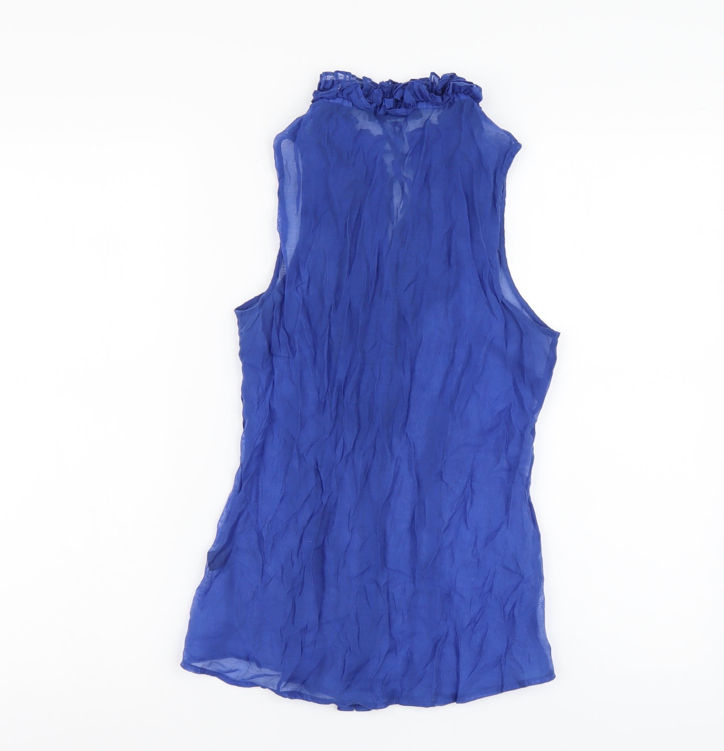 Oasis Womens Blue Polyester Basic Blouse Size 8 Round Neck