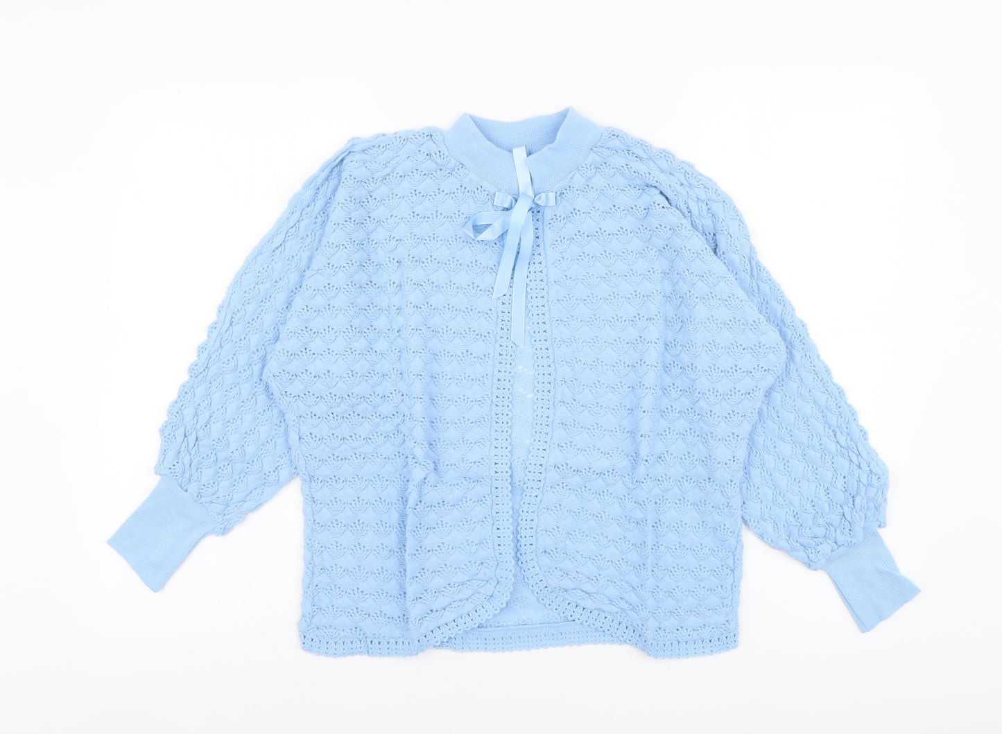 BHS Womens Blue Collared Acrylic Cardigan Jumper Size S
