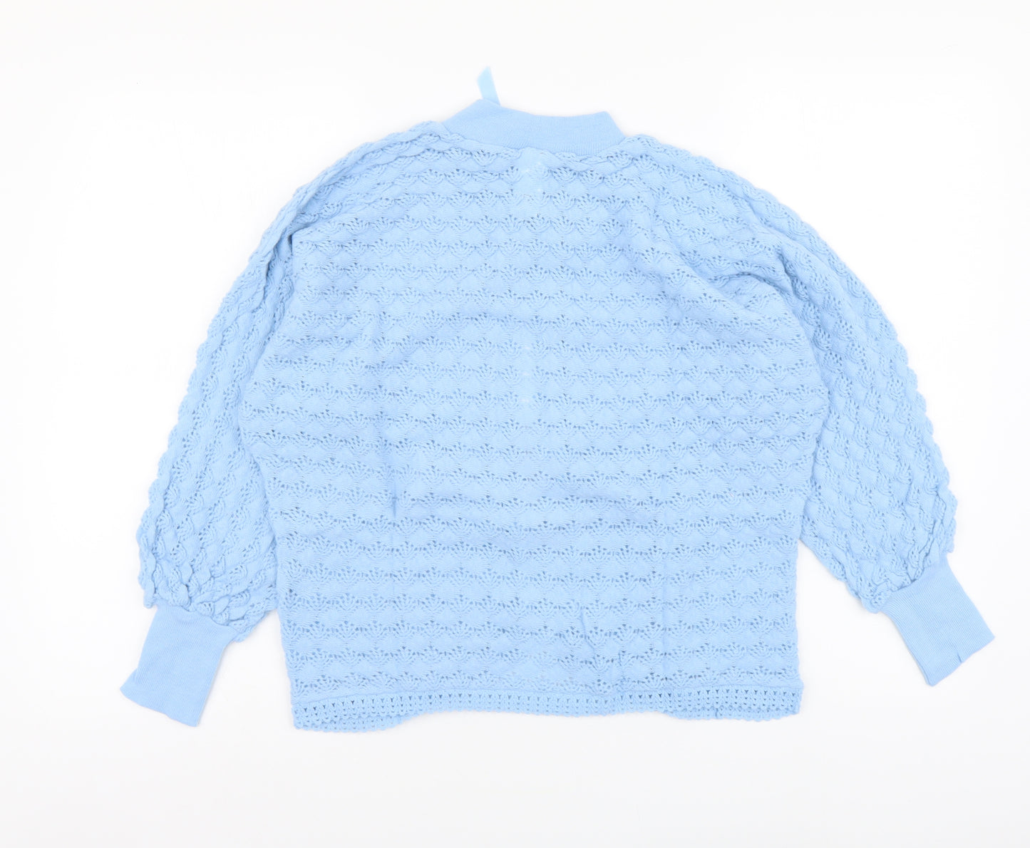 BHS Womens Blue Collared Acrylic Cardigan Jumper Size S