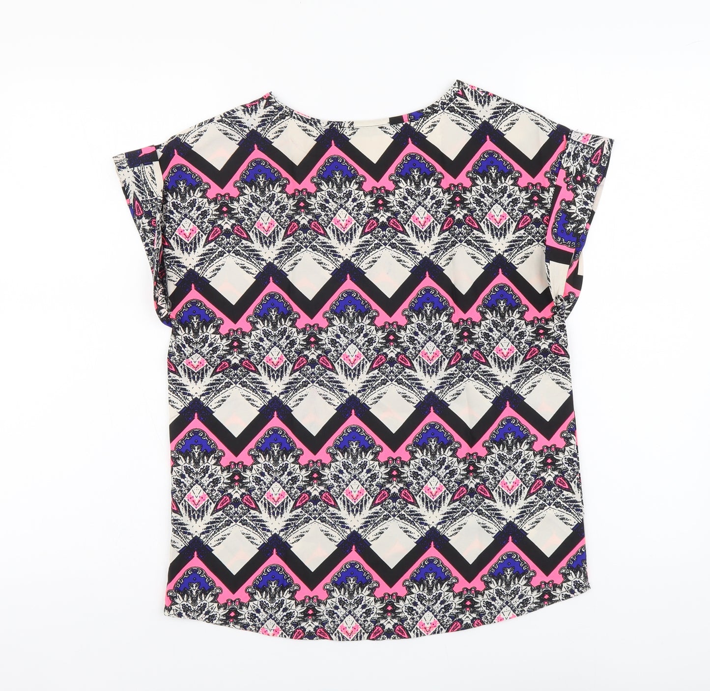 Atmosphere Womens Multicoloured Geometric Polyester Basic Blouse Size 8 V-Neck