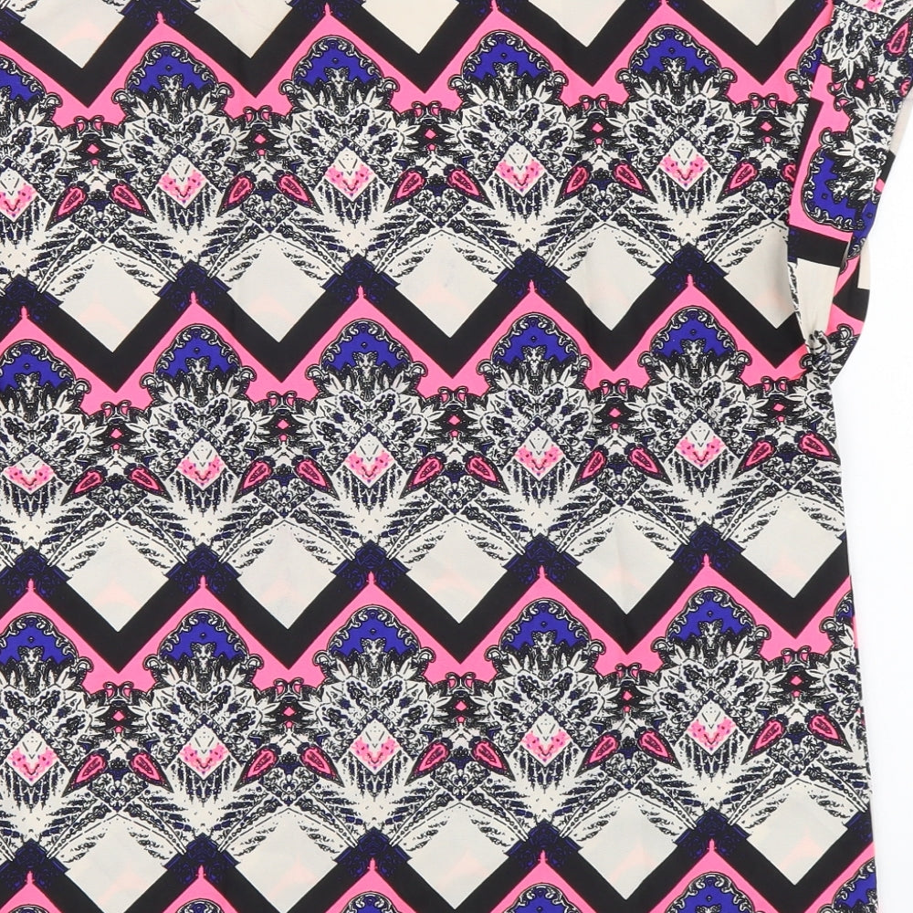 Atmosphere Womens Multicoloured Geometric Polyester Basic Blouse Size 8 V-Neck