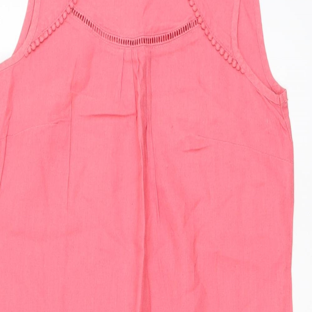 F&F Womens Pink Linen A-Line Size 6 Round Neck Button