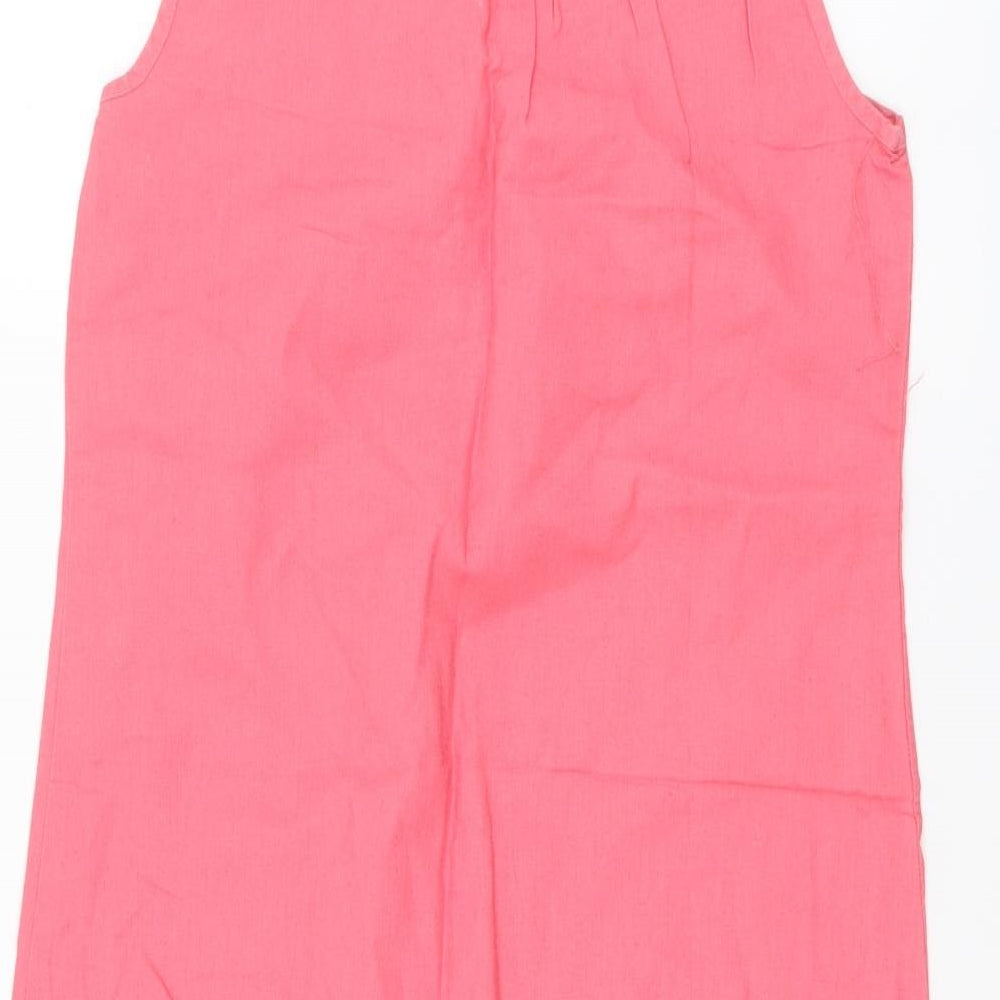 F&F Womens Pink Linen A-Line Size 6 Round Neck Button