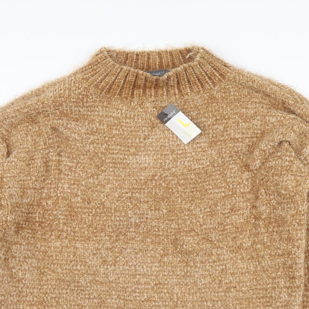 Primark Womens Beige High Neck Polyester Pullover Jumper Size L