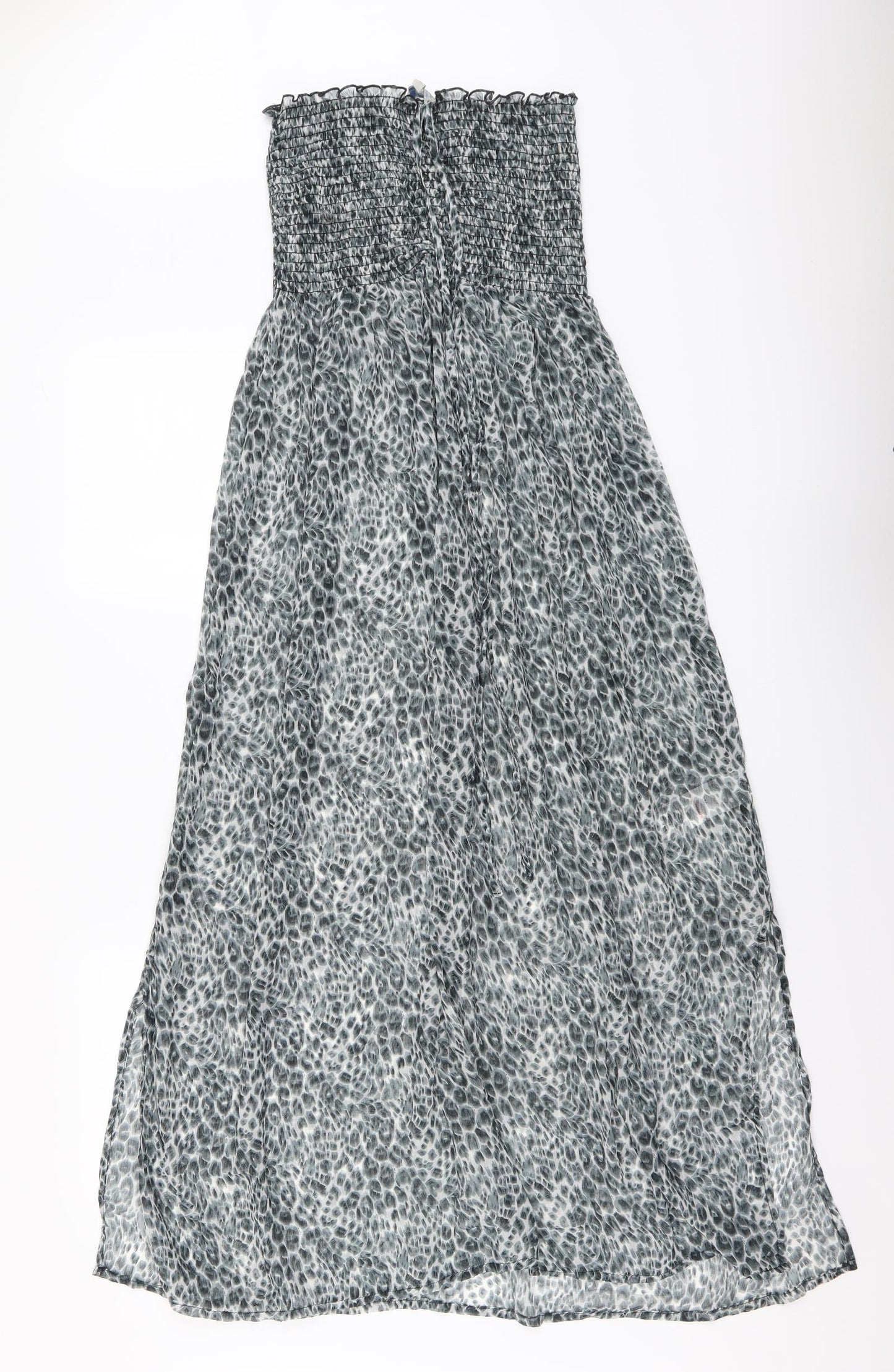 Peacocks Womens Grey Animal Print Polyester Maxi Size M Off the Shoulder Pullover - Leopard print