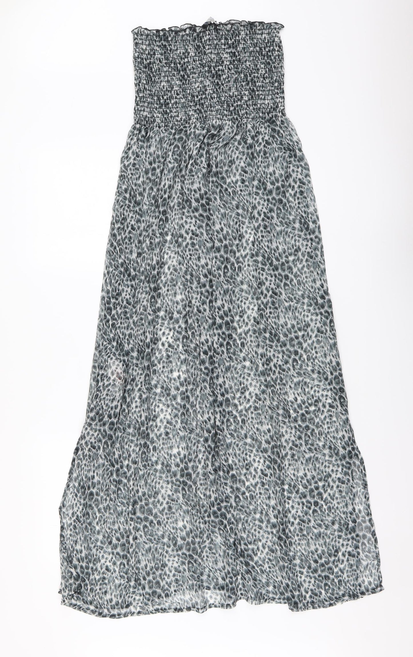 Peacocks Womens Grey Animal Print Polyester Maxi Size M Off the Shoulder Pullover - Leopard print