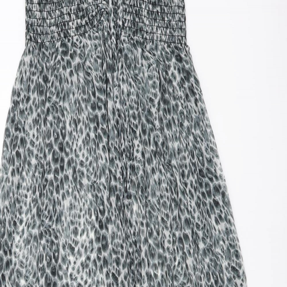 Peacocks Womens Grey Animal Print Polyester Maxi Size M Off the Shoulder Pullover - Leopard print