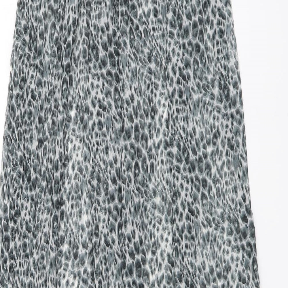 Peacocks Womens Grey Animal Print Polyester Maxi Size M Off the Shoulder Pullover - Leopard print