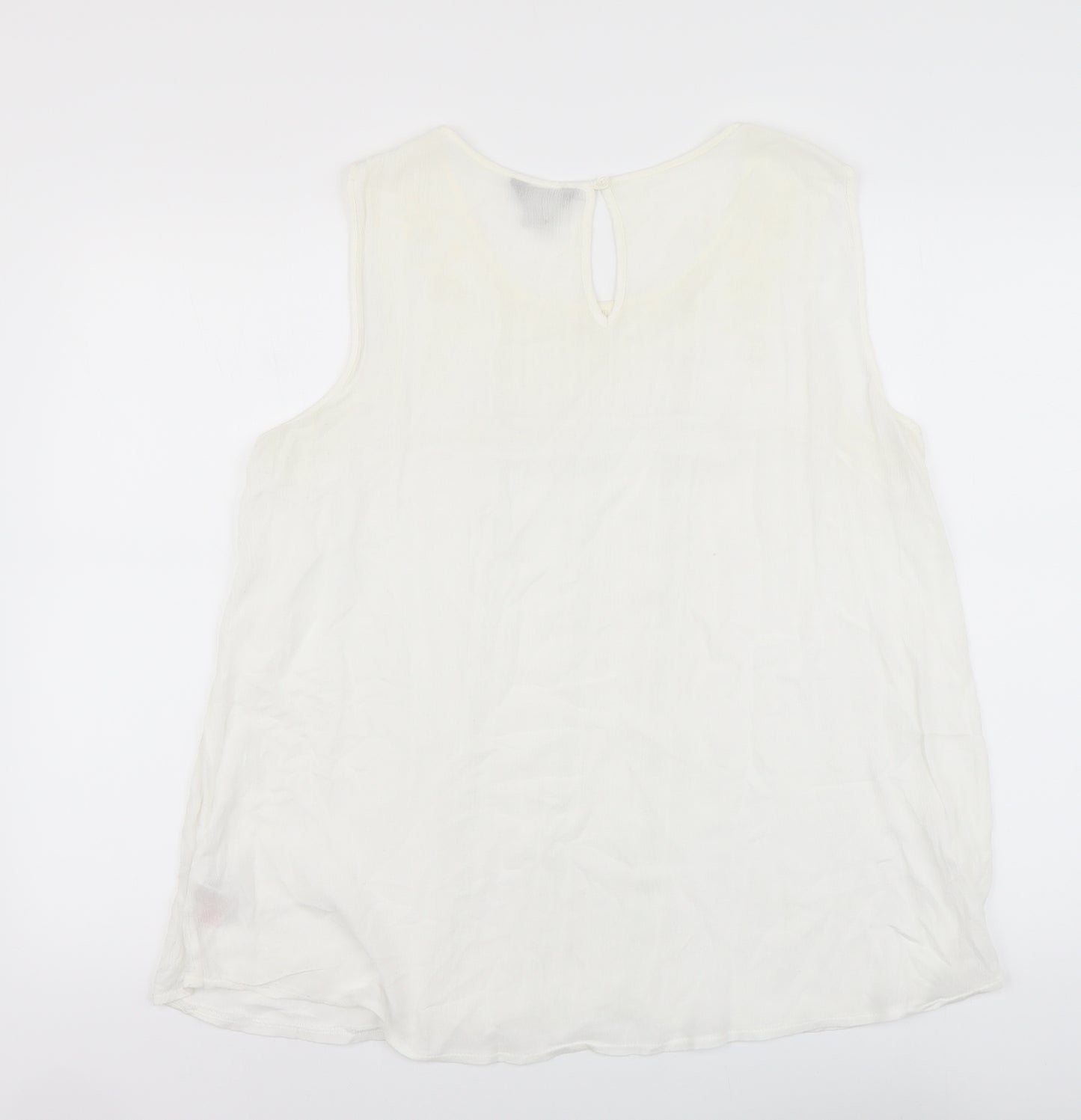 F&F Womens Ivory Viscose Basic Tank Size 14 Round Neck