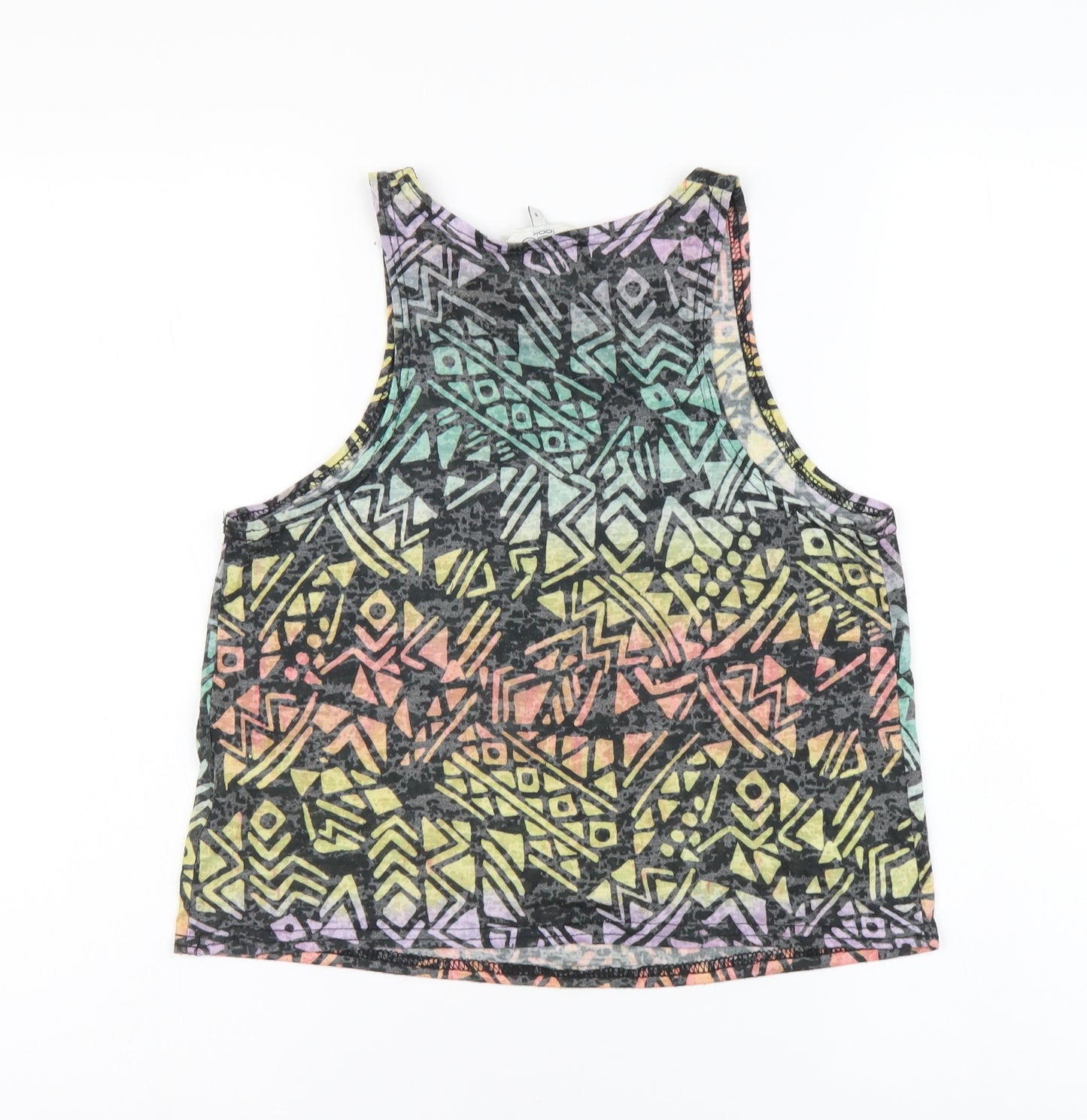 New Look Womens Multicoloured Geometric Polyester Cropped Tank Size 8 Round Neck