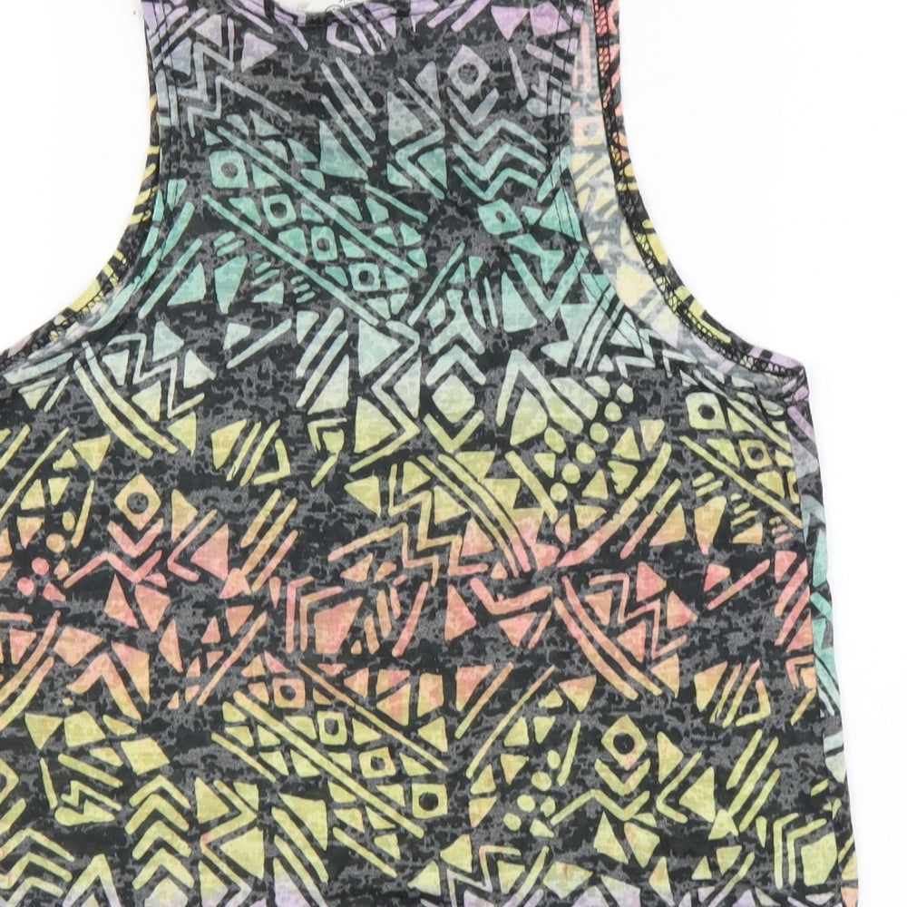 New Look Womens Multicoloured Geometric Polyester Cropped Tank Size 8 Round Neck
