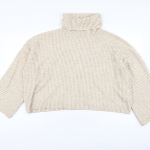 Urban Bliss Womens Beige Roll Neck Acrylic Pullover Jumper Size L