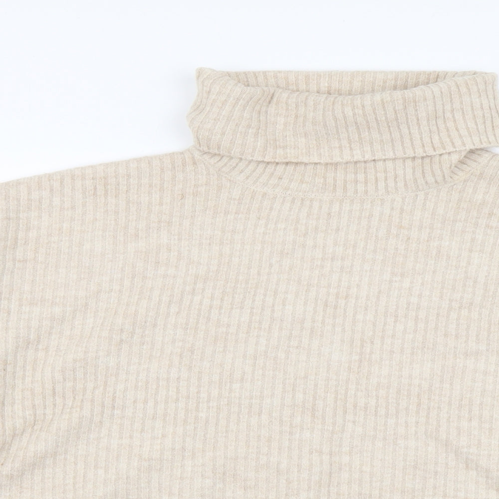 Urban Bliss Womens Beige Roll Neck Acrylic Pullover Jumper Size L
