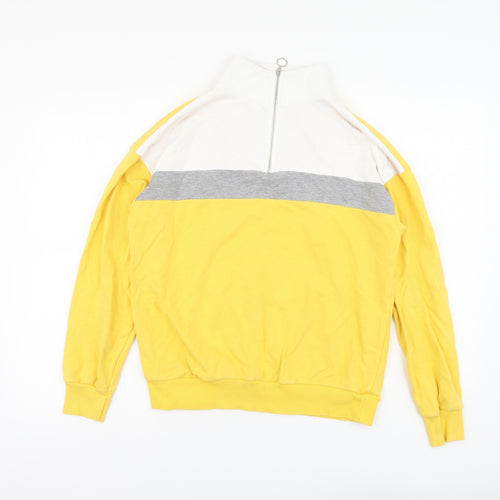 New Look Womens Yellow Cotton Pullover Sweatshirt Size 10 Zip