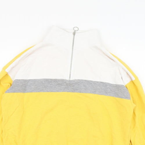 New Look Womens Yellow Cotton Pullover Sweatshirt Size 10 Zip