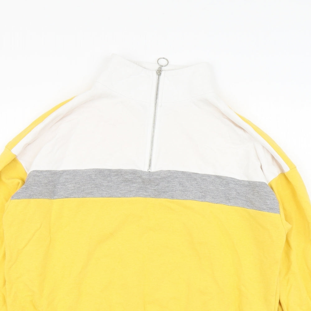 New Look Womens Yellow Cotton Pullover Sweatshirt Size 10 Zip