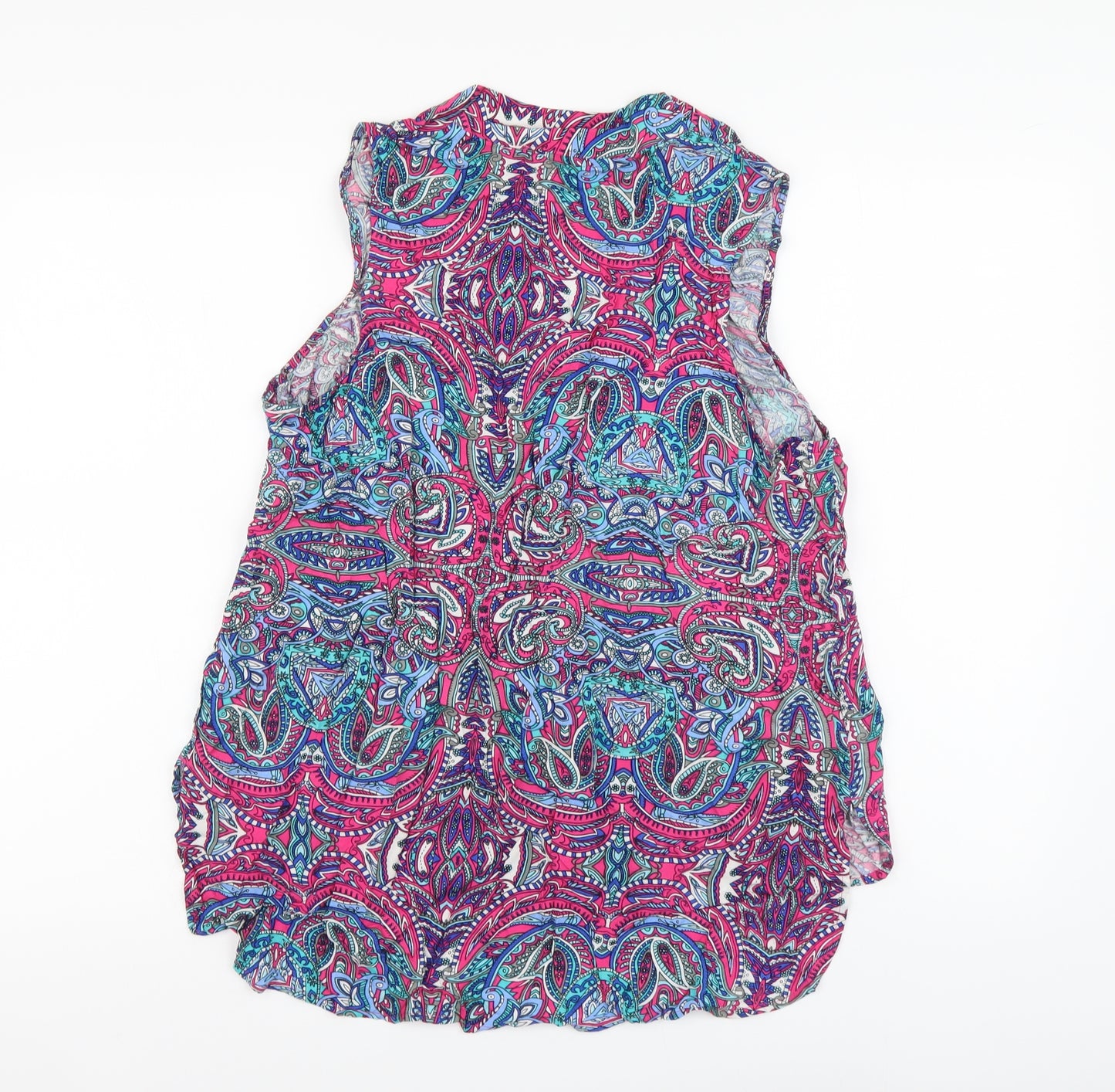 Peacocks Womens Multicoloured Geometric Viscose Basic Tank Size 14 V-Neck