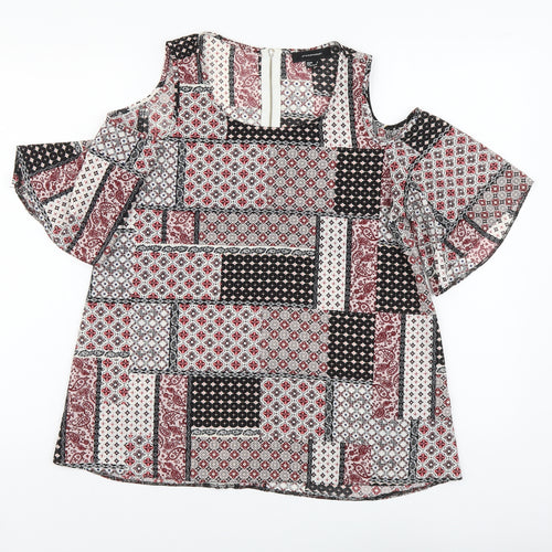 Atmosphere Womens Multicoloured Geometric Polyester Basic Blouse Size 6 Round Neck