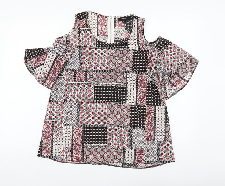 Atmosphere Womens Multicoloured Geometric Polyester Basic Blouse Size 6 Round Neck