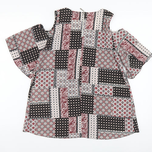 Atmosphere Womens Multicoloured Geometric Polyester Basic Blouse Size 6 Round Neck