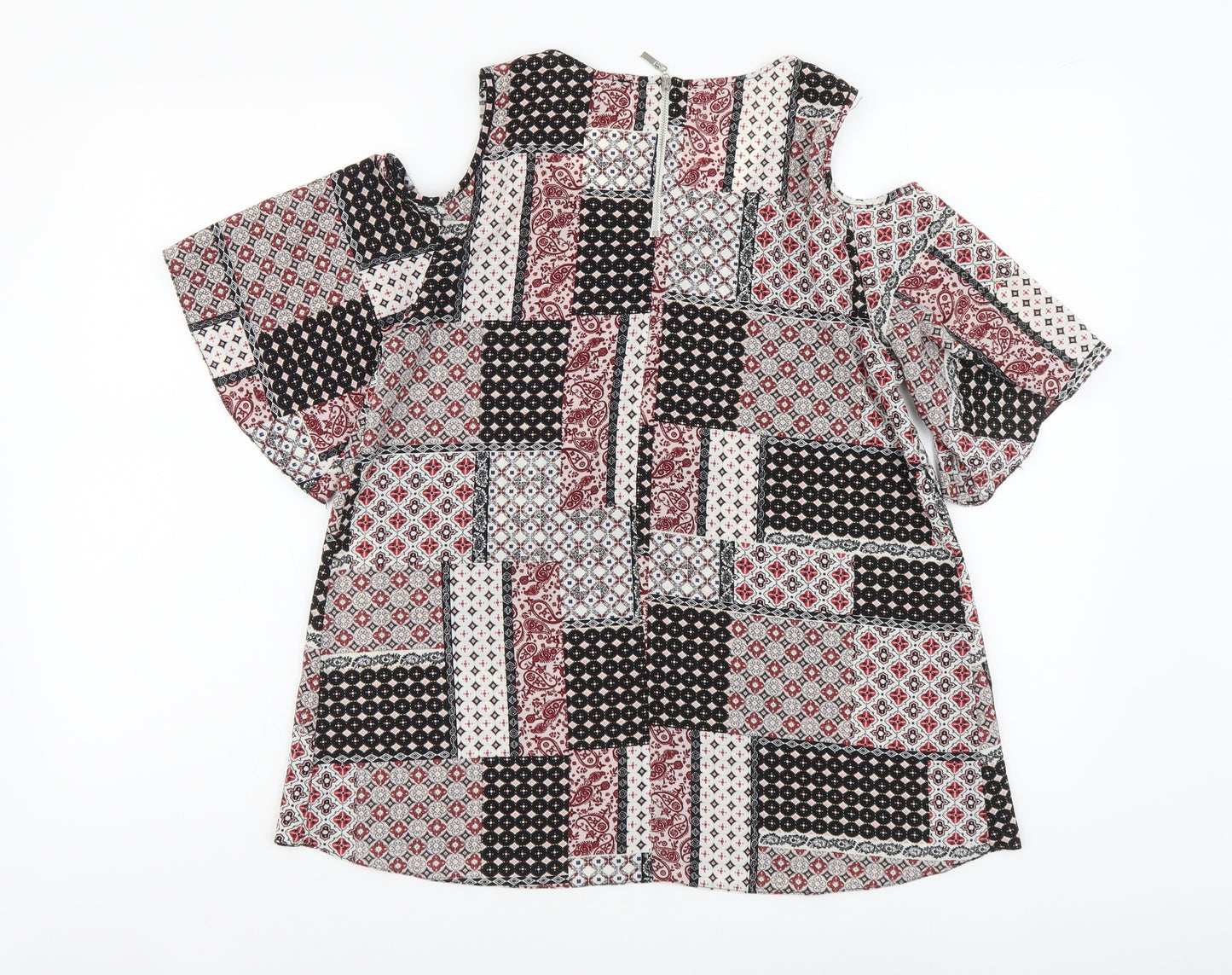 Atmosphere Womens Multicoloured Geometric Polyester Basic Blouse Size 6 Round Neck
