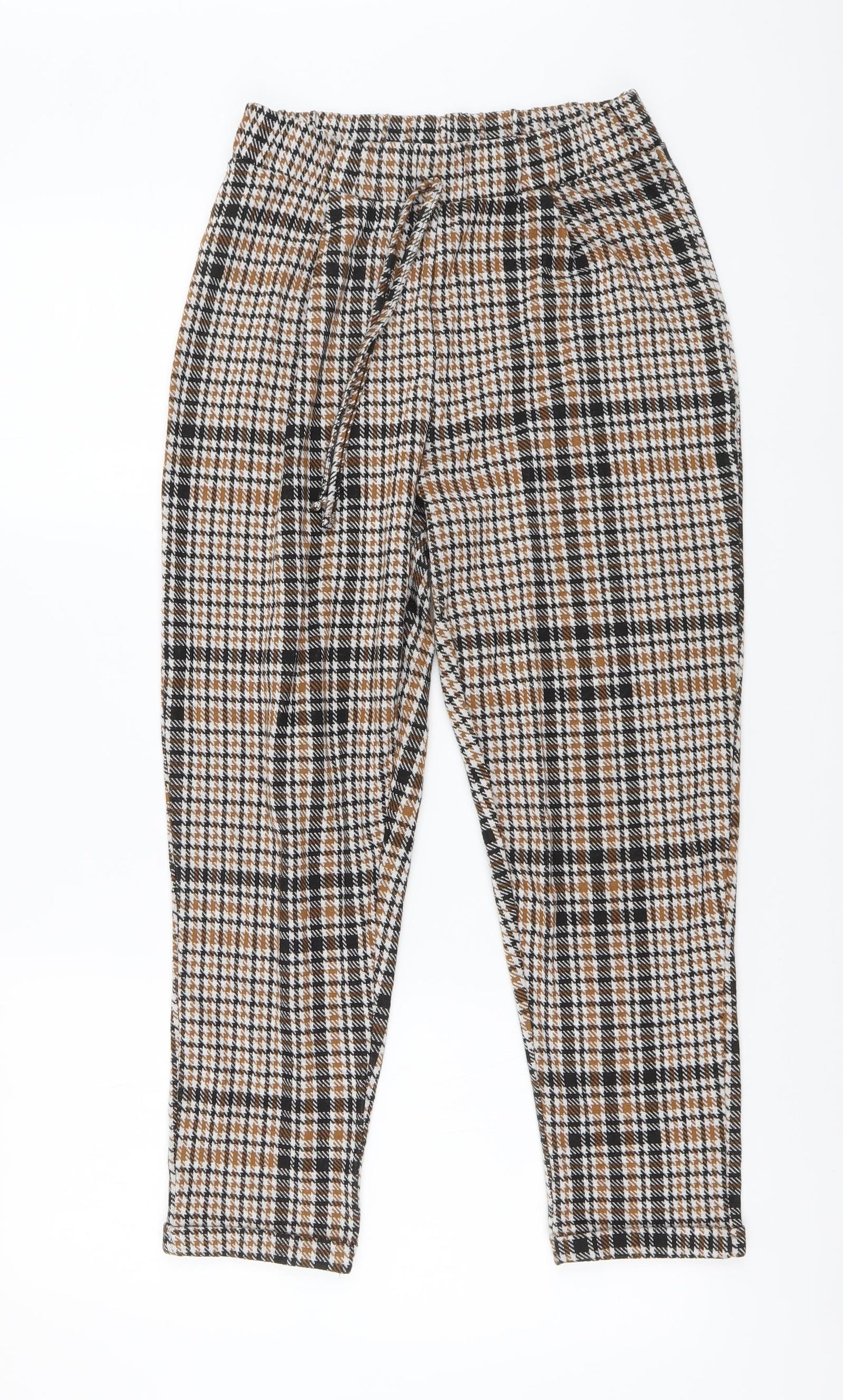 George Womens Beige Plaid Viscose Chino Trousers Size S L24 in Regular Buckle