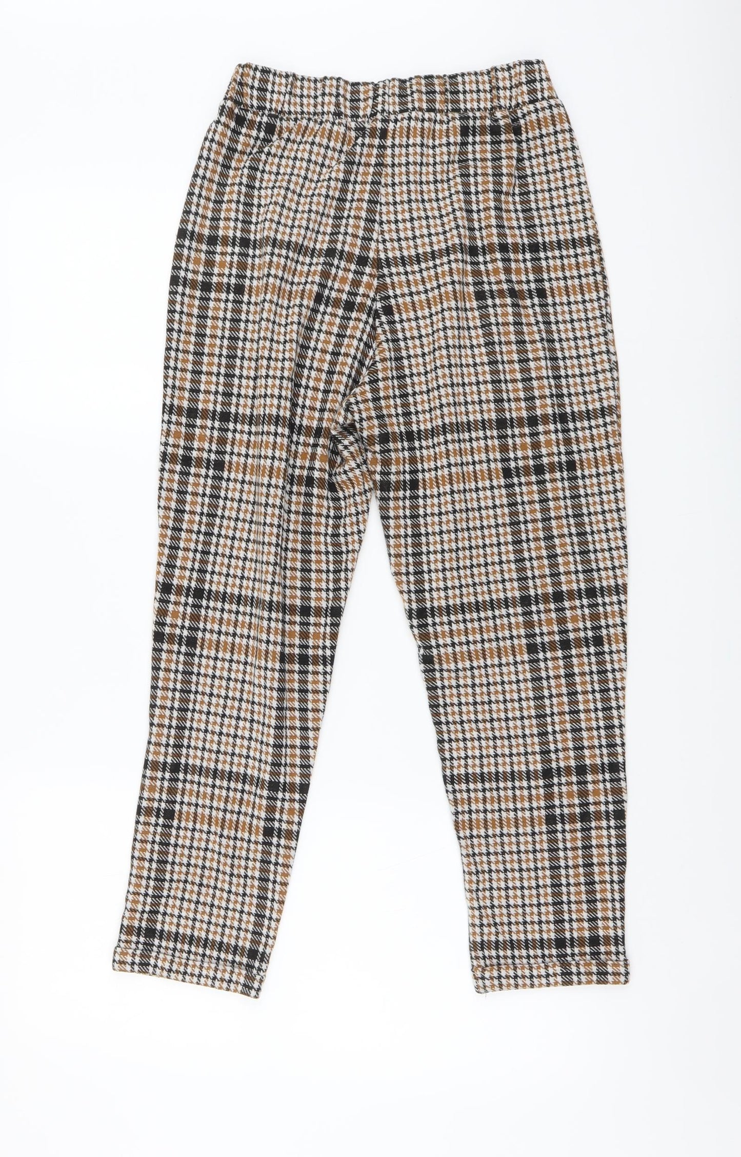 George Womens Beige Plaid Viscose Chino Trousers Size S L24 in Regular Buckle