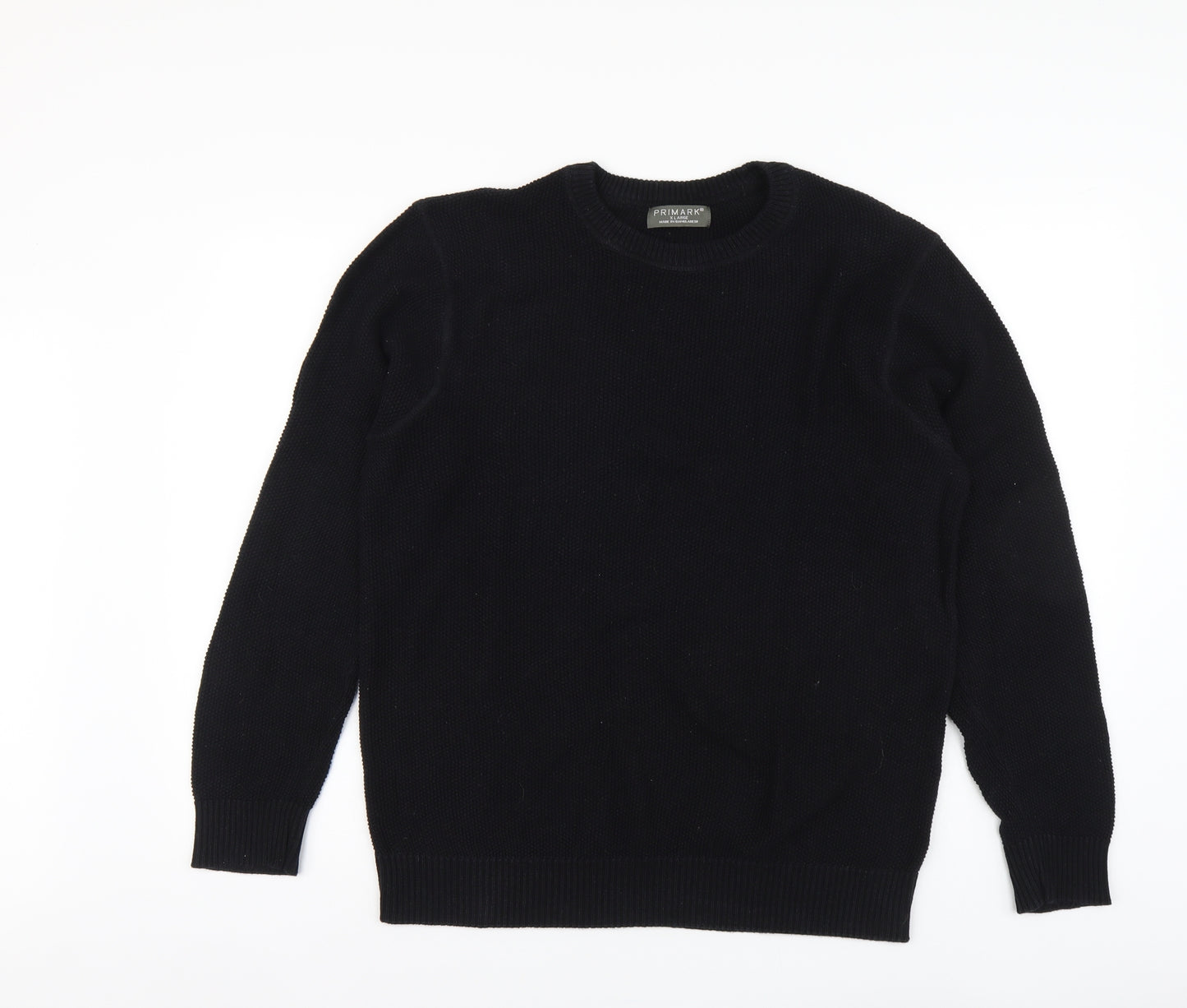 Primark Womens Black Round Neck Cotton Pullover Jumper Size XL