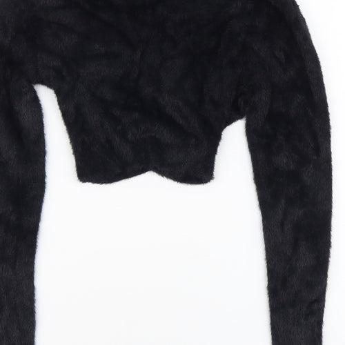 SheIn Womens Black V-Neck Nylon Pullover Jumper Size M