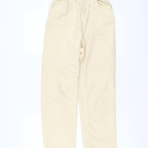 Bershka Womens Beige Cotton Straight Jeans Size XS L25 in Regular Button