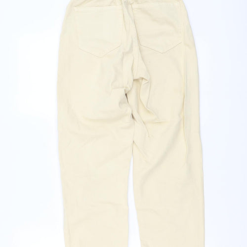 Bershka Womens Beige Cotton Straight Jeans Size XS L25 in Regular Button