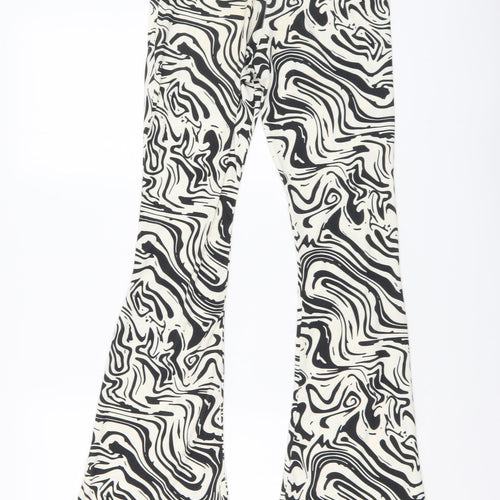 Nasty Gal Womens Black Animal Print Polyester Trousers Size 6 L33 in Regular Buckle - Zebra print