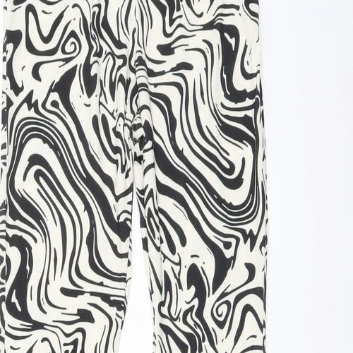 Nasty Gal Womens Black Animal Print Polyester Trousers Size 6 L33 in Regular Buckle - Zebra print