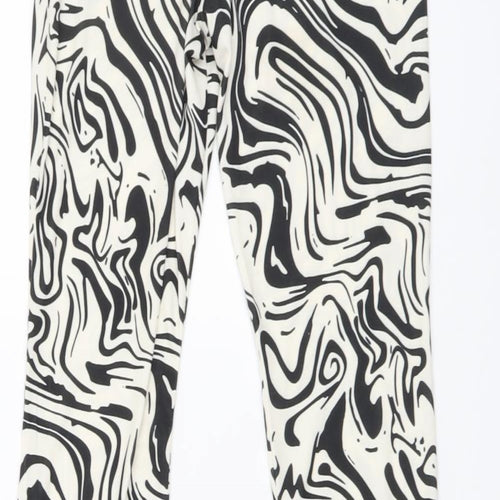 Nasty Gal Womens Black Animal Print Polyester Trousers Size 6 L33 in Regular Buckle - Zebra print