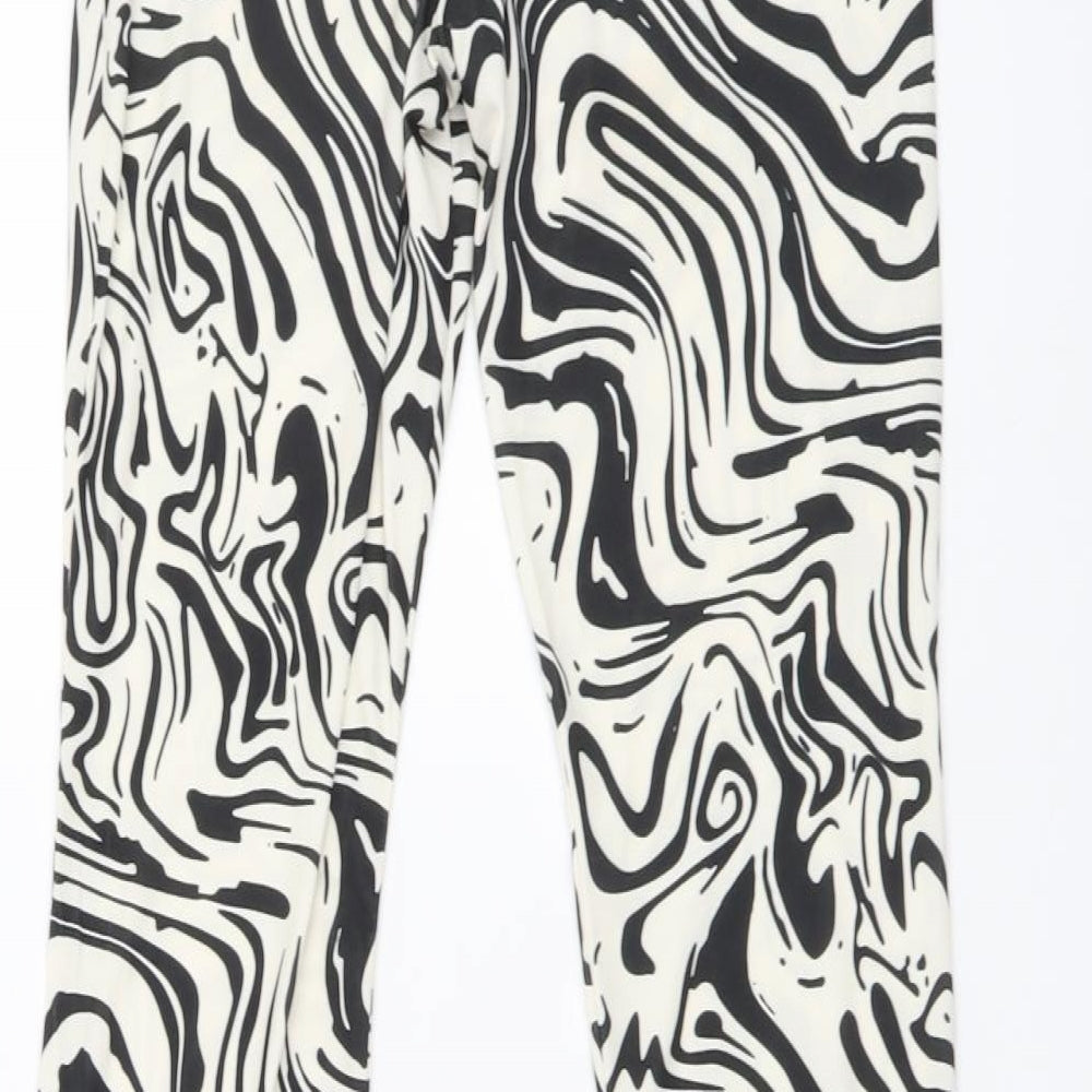 Nasty Gal Womens Black Animal Print Polyester Trousers Size 6 L33 in Regular Buckle - Zebra print