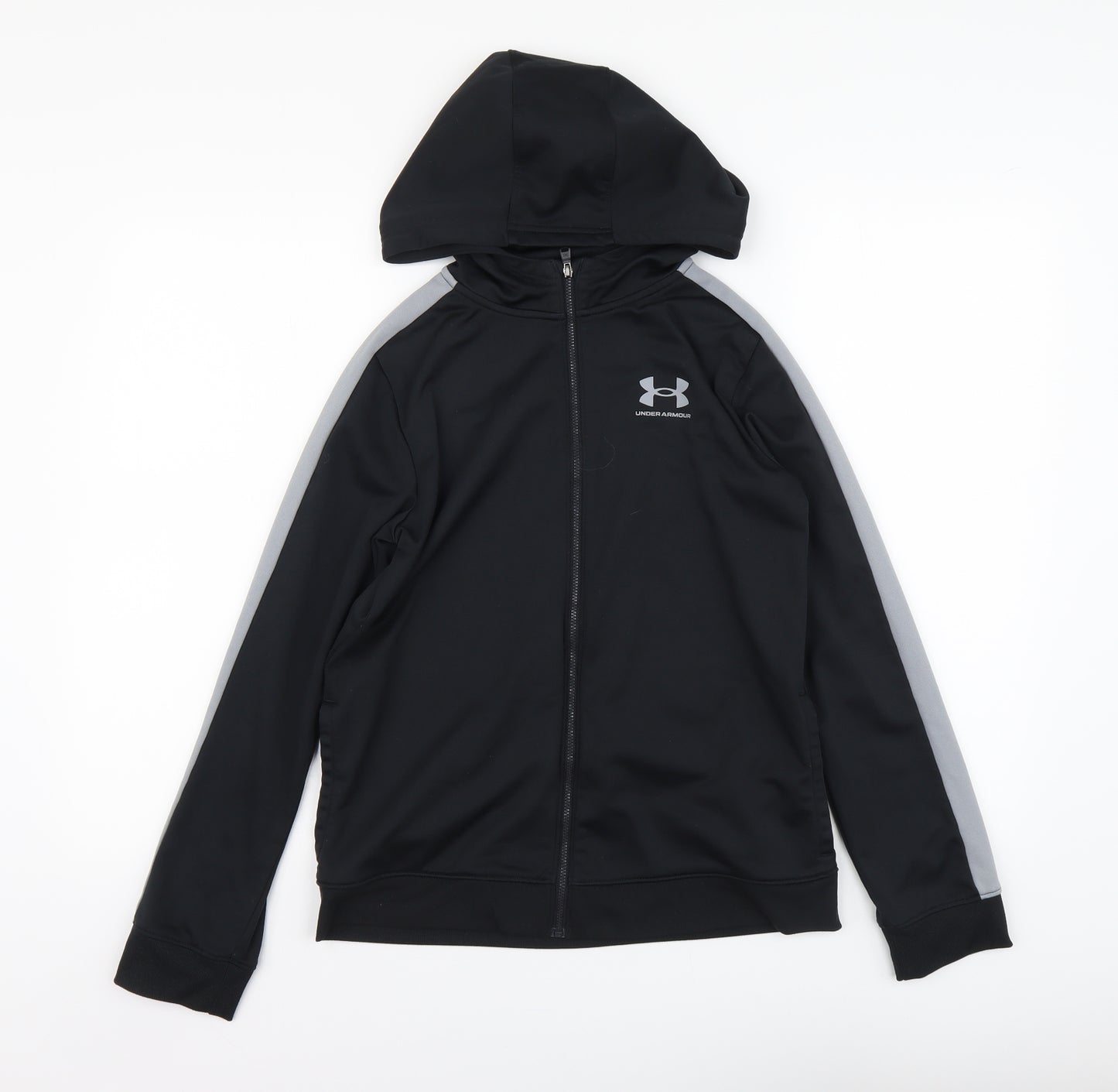 Under armour Boys Black Polyester Full Zip Hoodie Size 11-12 Years Zip