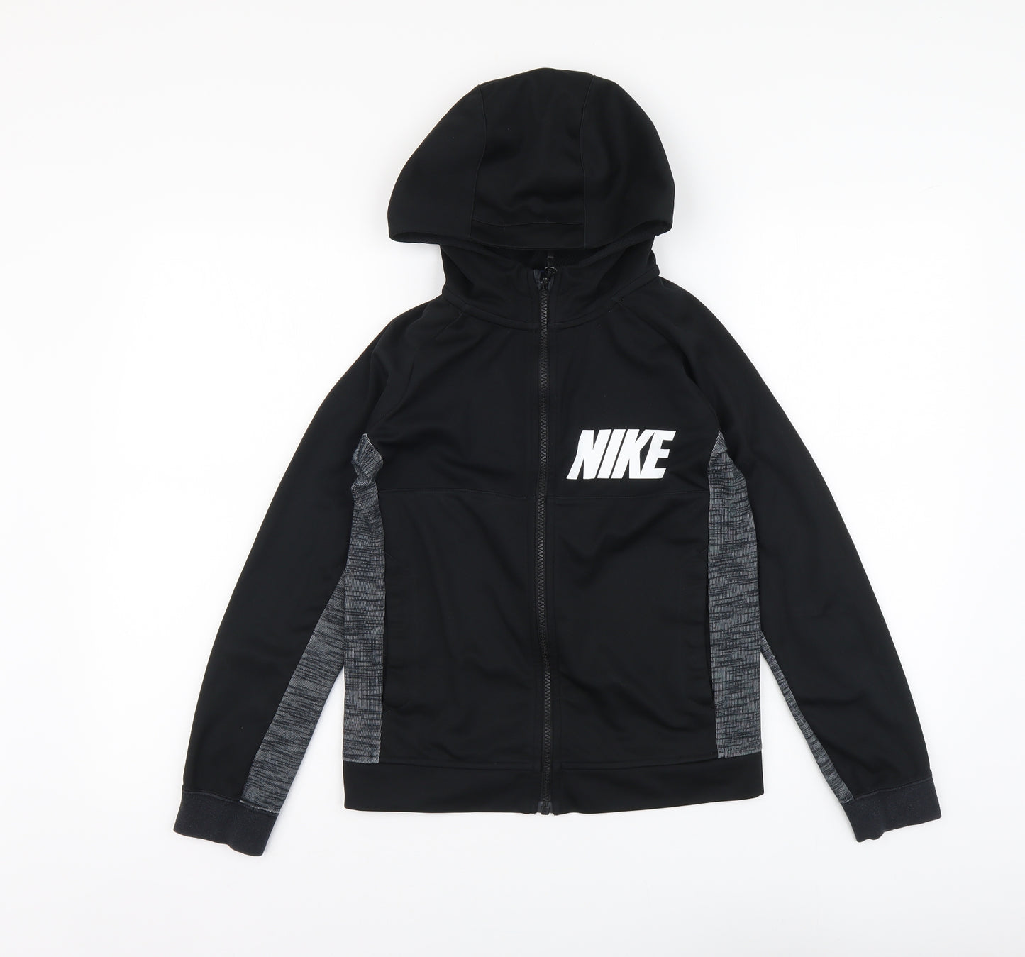 Nike Boys Black Polyester Full Zip Hoodie Size 10-11 Years Zip