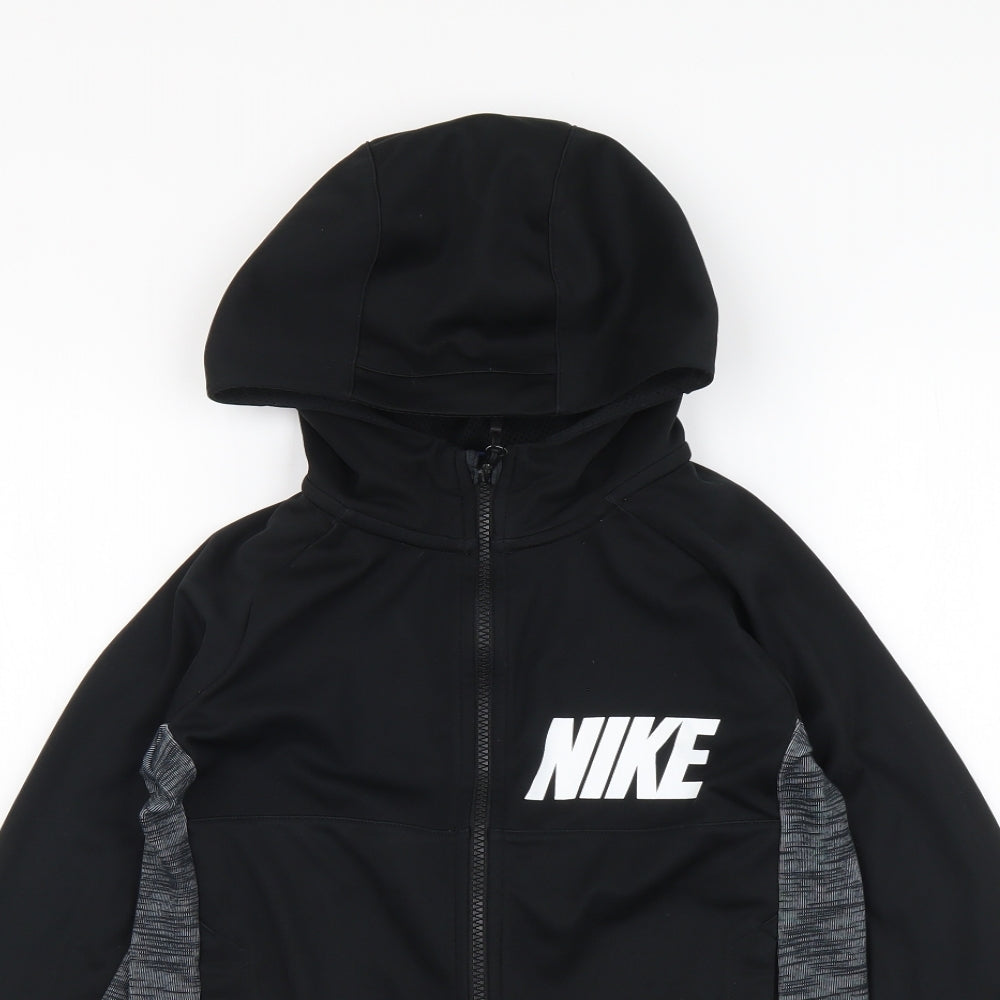 Nike Boys Black Polyester Full Zip Hoodie Size 10-11 Years Zip
