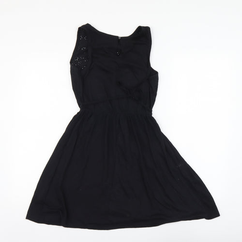 Atmosphere Womens Black Cotton A-Line Size 8 Round Neck Pullover