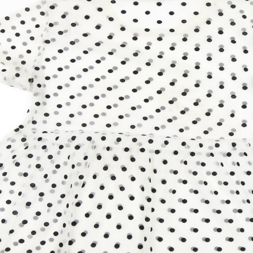Primark Womens White Polka Dot Polyester Basic Blouse Size M Round Neck
