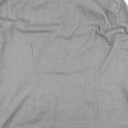 NEXT Mens Black Herringbone Polyester Button-Up Size 17 Collared Button