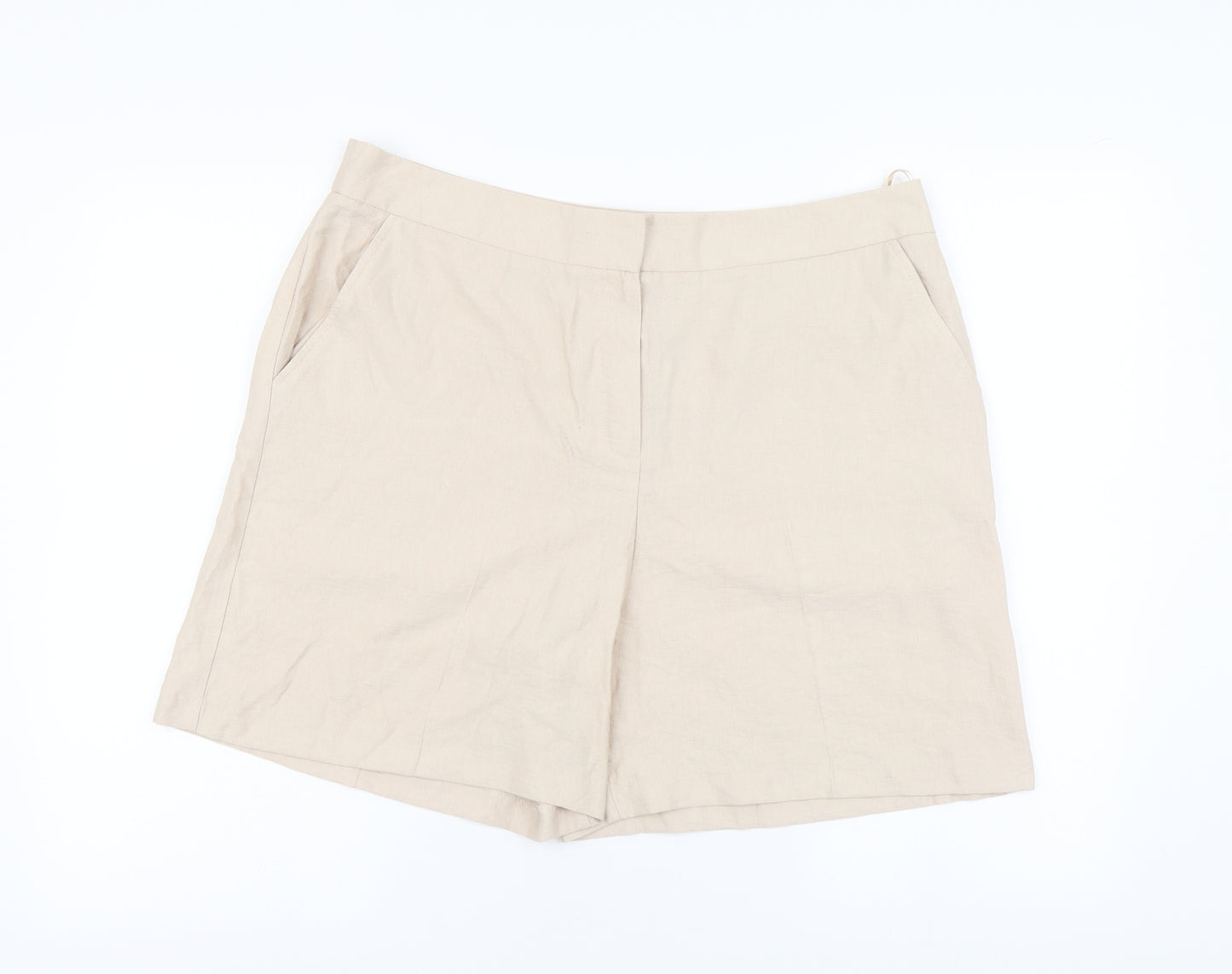 Soon Womens Beige Viscose Chino Shorts Size 16 L6 in Regular Button